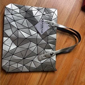 Silver Geometric Tote Bag
